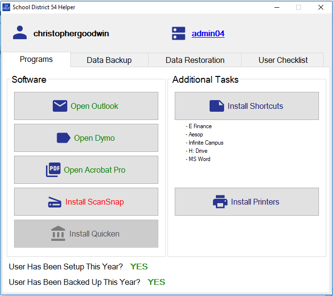 54 Helper Main Screen