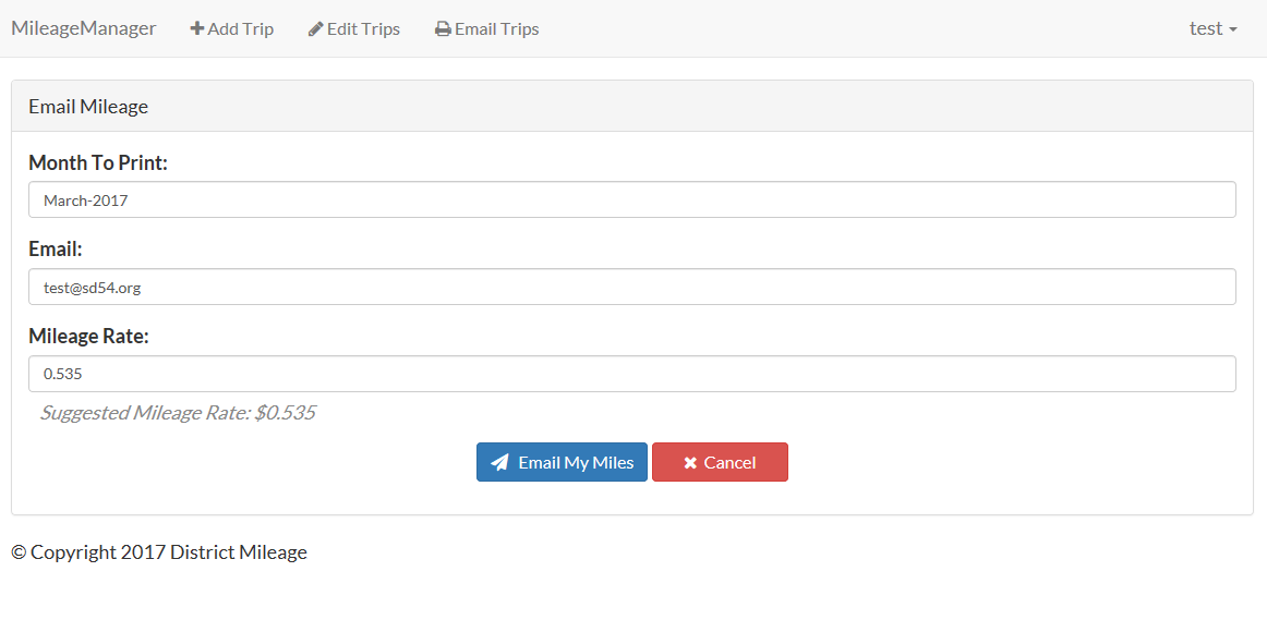 Mileage Manager Email